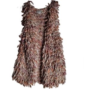 Anthropologie Hand knit vest by Dollie Boho 60's brown cream green size xs/s